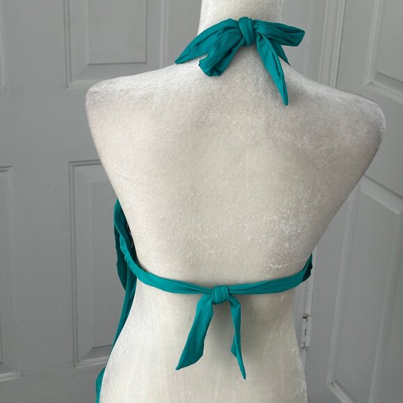 Bar III Turquoise One-Piece Monokini Swimsuit M Cowl Neck Cutout Gold Hardware - Picture 8 of 14